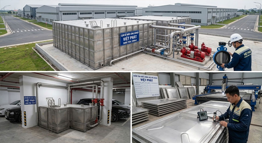 Bể nước inox lắp ghép chung cư 150m3